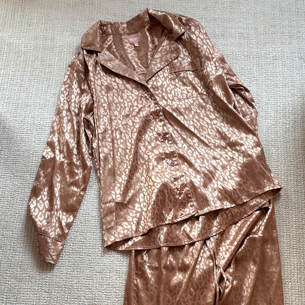 Show Me Your MuMu Copper Satin Leopard Set